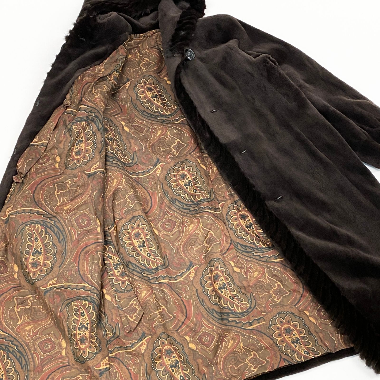 preliot 銀サガ　サガミンク　ロング　ブラウン 35L19 SAGA MINK サガミンク 銀サガ シェアードミンク フード付き 超