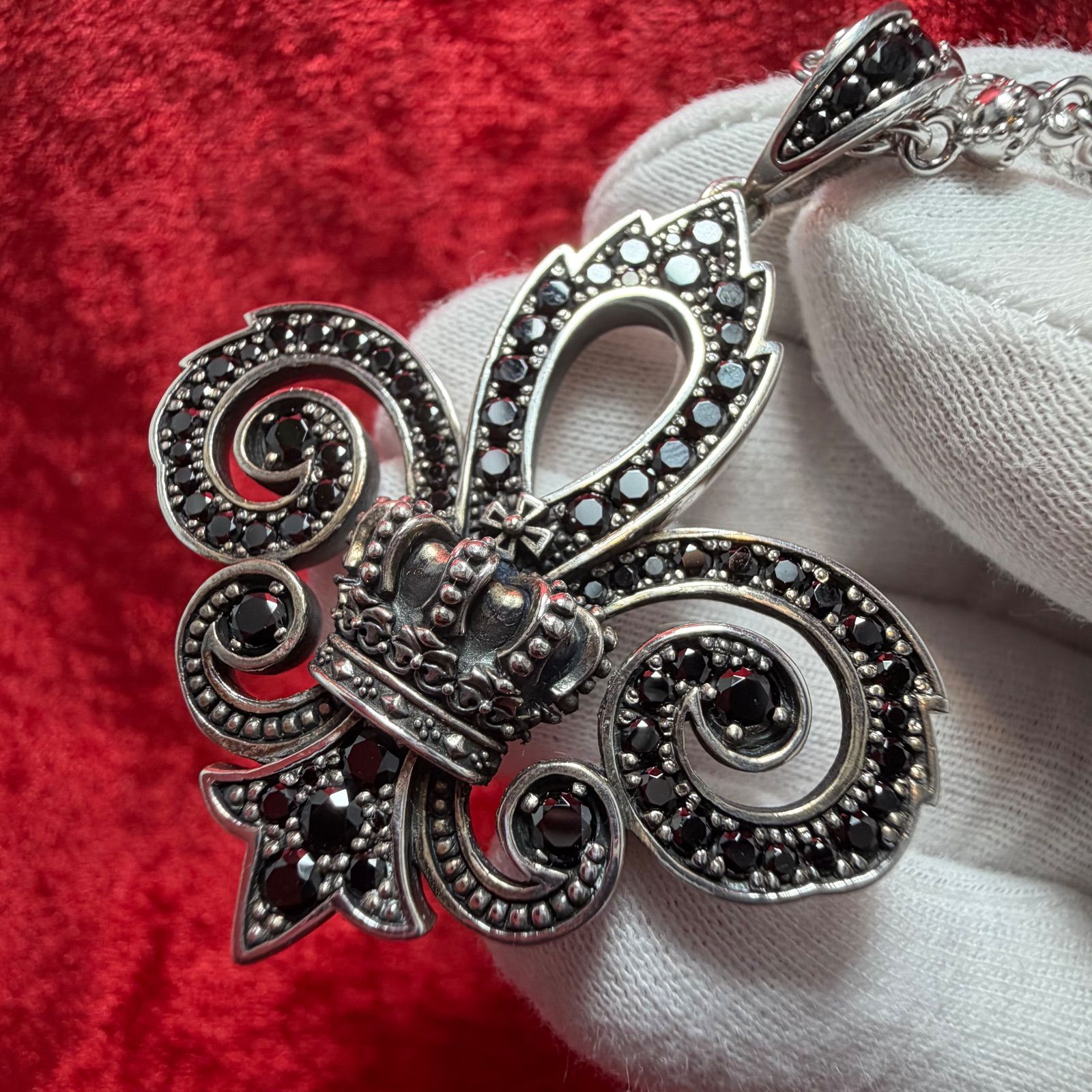 美品 SPARKLING F.D.L. ペンダントx60cm Carved Ball Chain