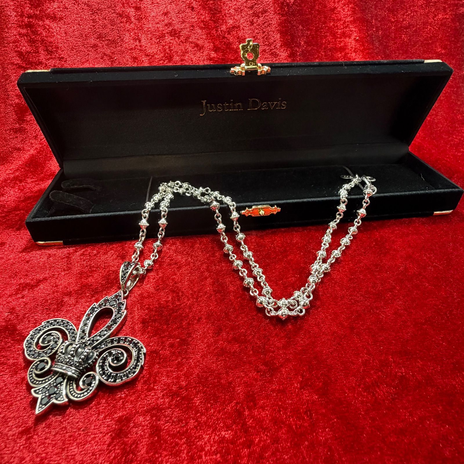 美品 SPARKLING F.D.L. ペンダントx60cm Carved Ball Chain