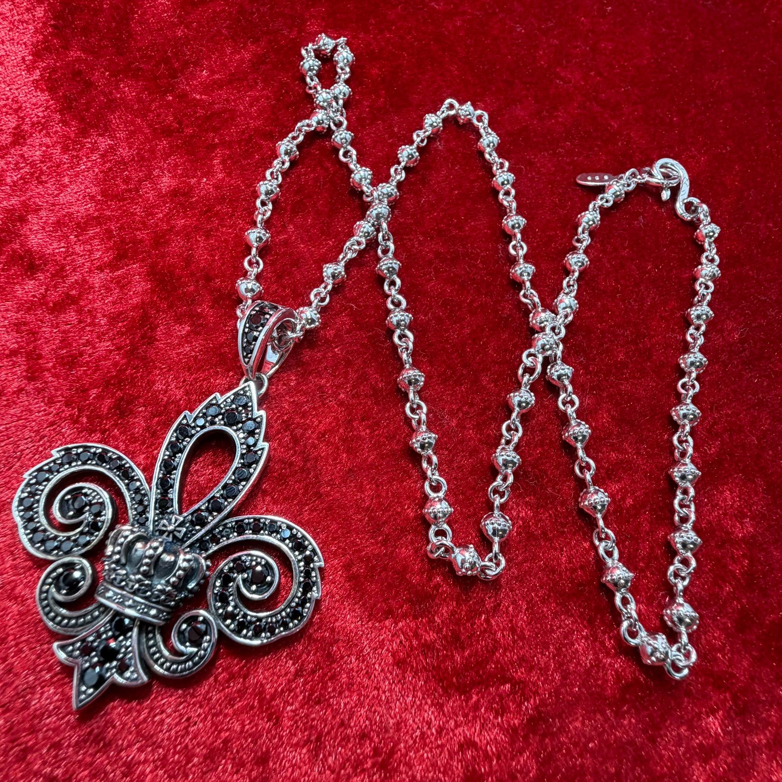 美品 SPARKLING F.D.L. ペンダントx60cm Carved Ball Chain