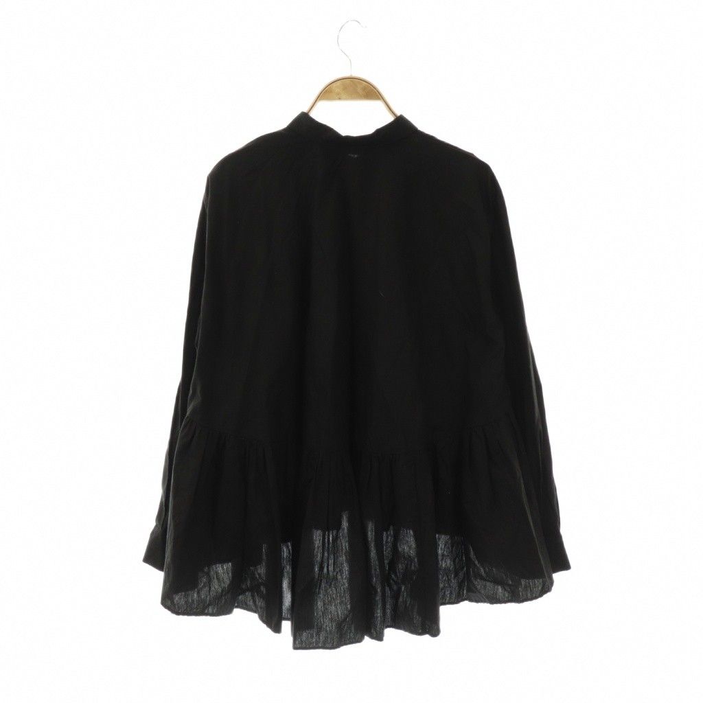 ミズイロインド mizuiro ind シャツ ブラウス 長袖 前開き コットン 黒