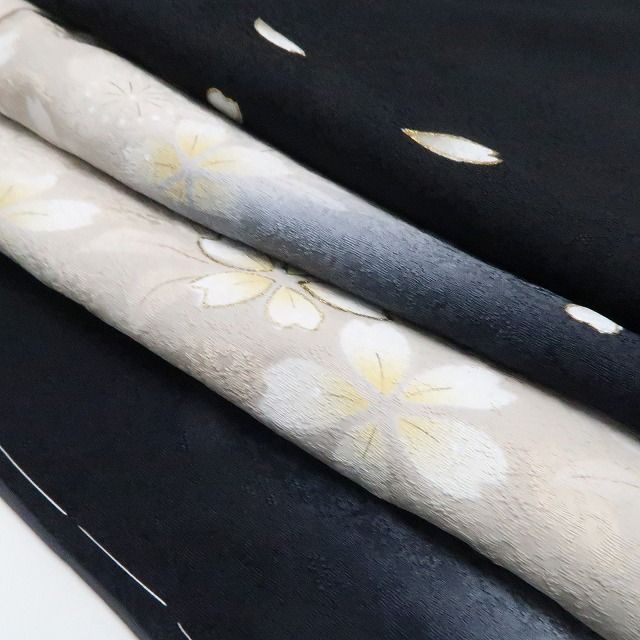  ❁tomihisa❁ 桜 モノトーン 着物 正絹 仕付け糸付 遊び心もお洒落心も忘れない大人の桜美人 訪問着 7438 訪問着 付け下げ 着物