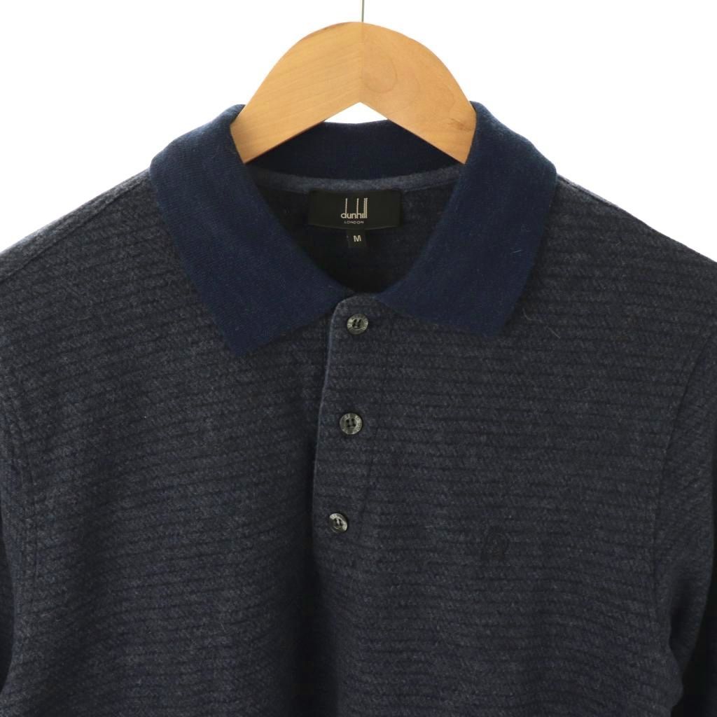 ダンヒル dunhill ポロシャツ 長袖 ウール M ネイビー /DO - メルカリ