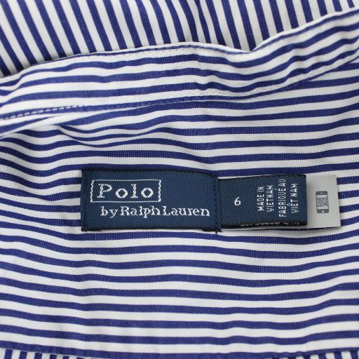  ポロ バイ ラルフローレン Polo by Ralph Lauren シャツワンピース ミモレ ロング ストライプ柄 長袖 6 紺 ネイビー 白 ホワイト AN 56 長袖 七分袖 その他