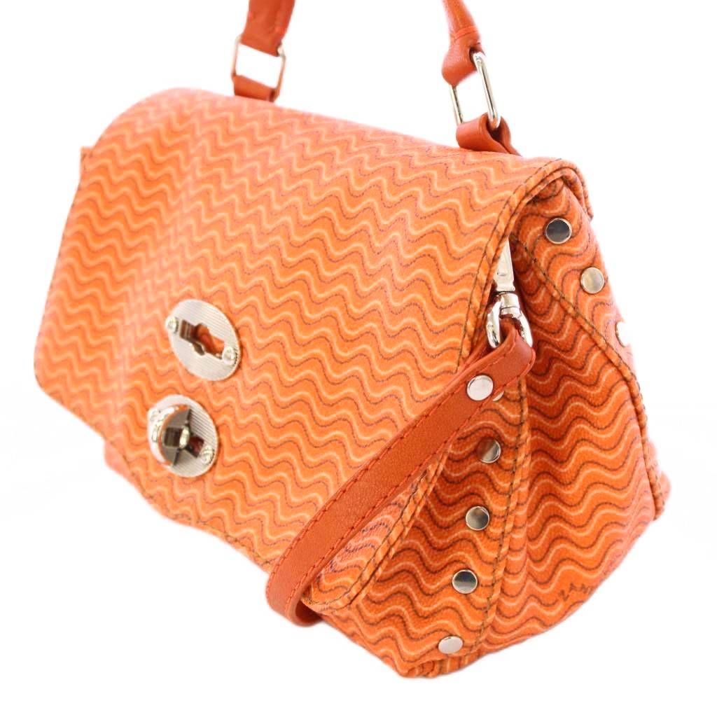 ザネラート POSTINA Baby ベイビー 2 WAY ショルダーバッグ ハンドバッグ ワンハンドル ターンロック式 総柄 オレンジ BB