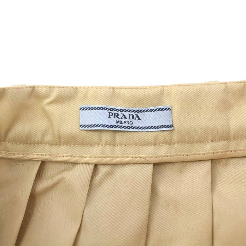 PRADA　Re-Nylon スカート　42　ベージュ プラダ PRADA RE-NYLON プリーツスカート ロング 三角プレート 42