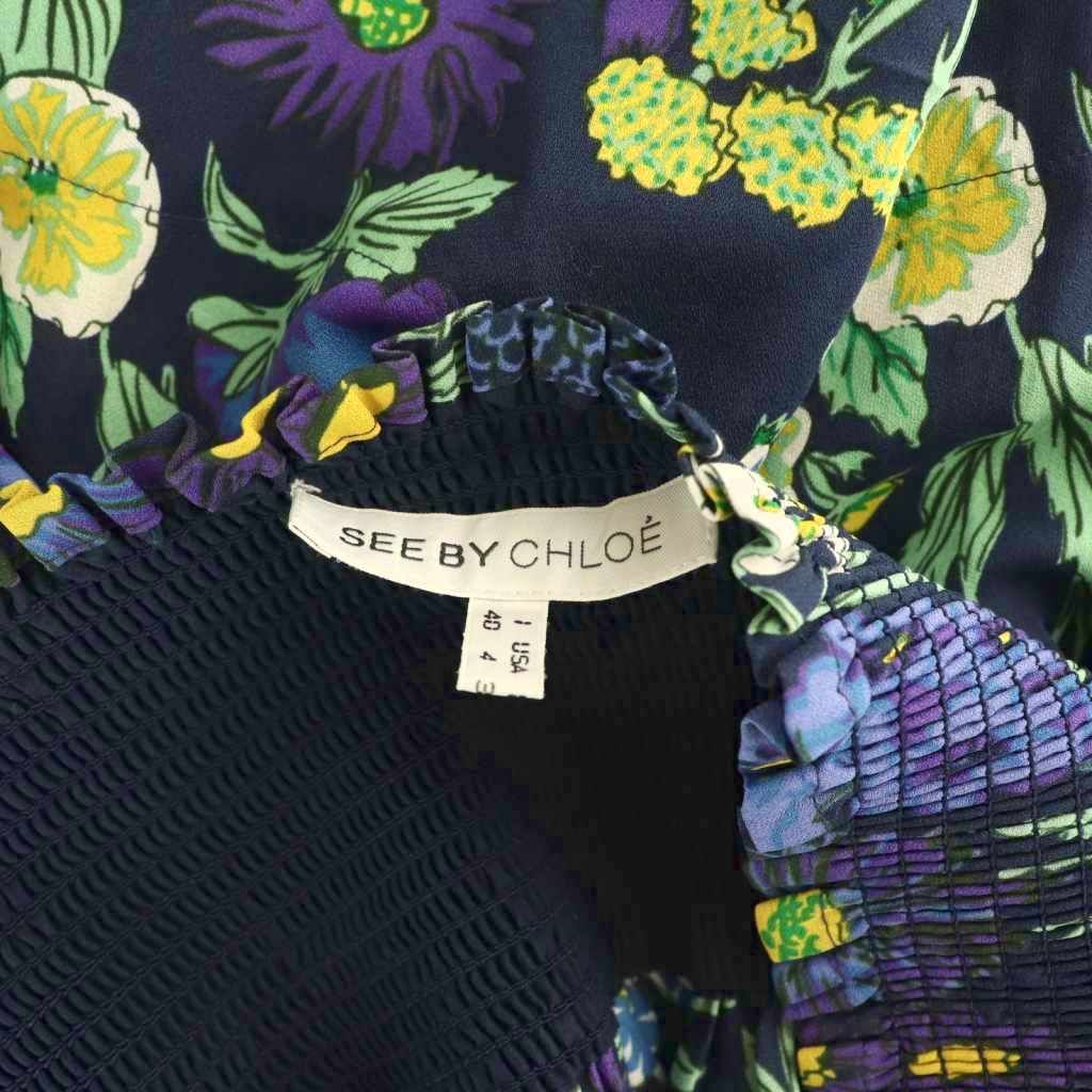 シーバイクロエ SEE BY CHLOE スカート ひざ丈 花柄 シルク混 40