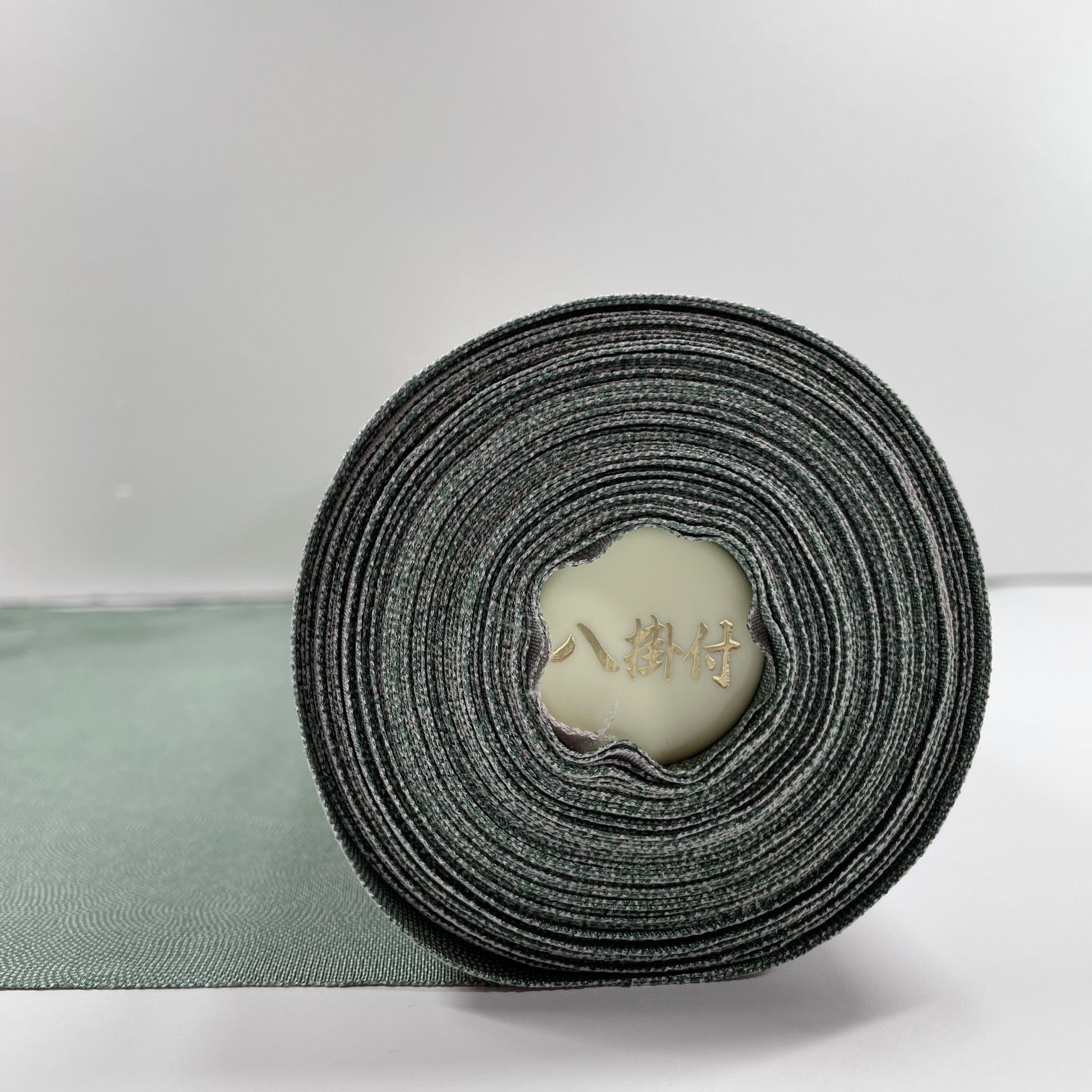  鮫小紋 着尺 八掛付き 反物 1本 正絹 着物 同梱 リメイク用 緑 グリーン 和裁 N 035 小紋 着物反物