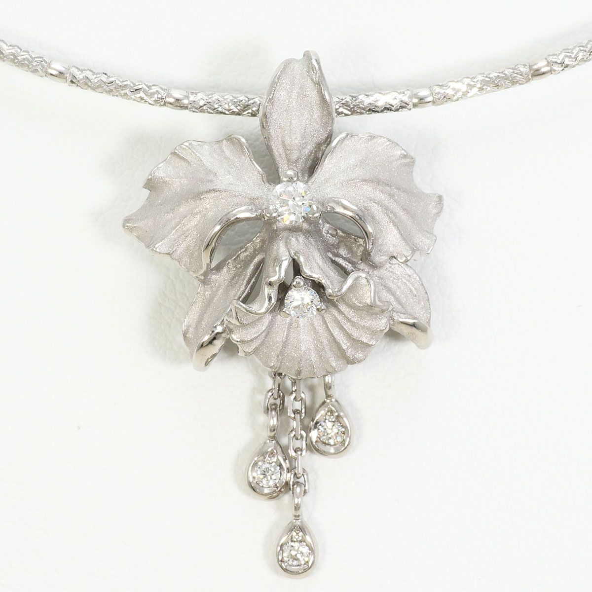 K 18 WG ネックレス ダイヤモンド 0.13 ct 鑑別書 総重量約8.0 g 約46 cm