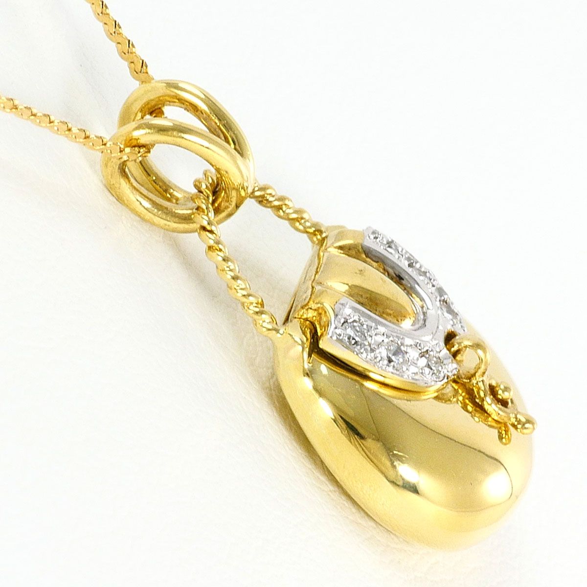 K 18 YGWG ネックレス ダイヤモンド 0.06 ct 鑑別書 総重量約5.2 g 約40 cm