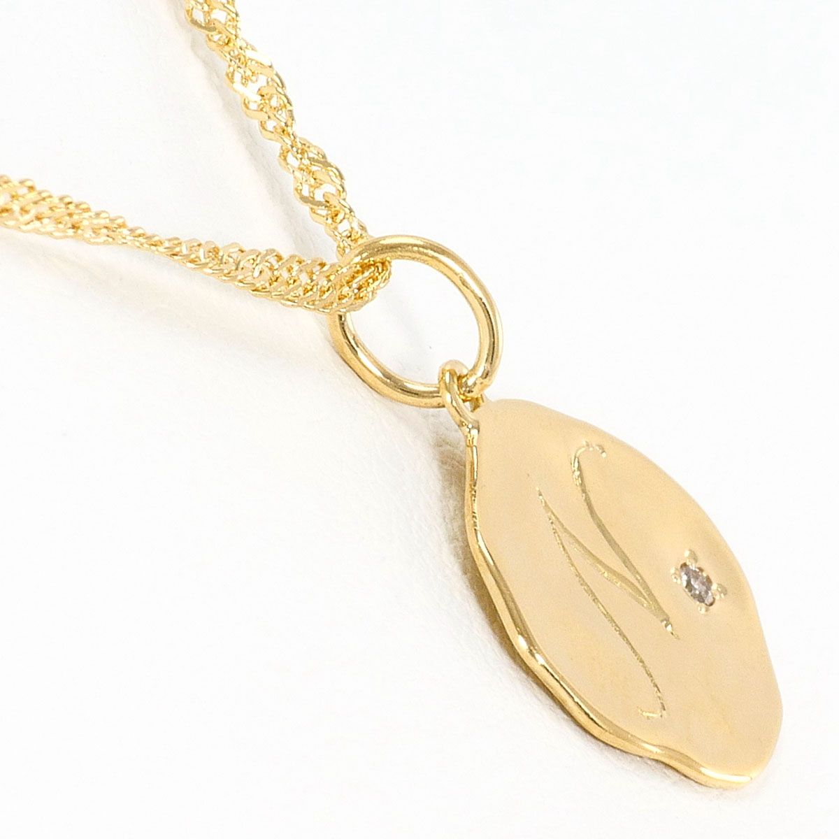 K 18 YG ネックレス ダイヤモンド 0.01 ct 総重量約2.8 g 約40 cm