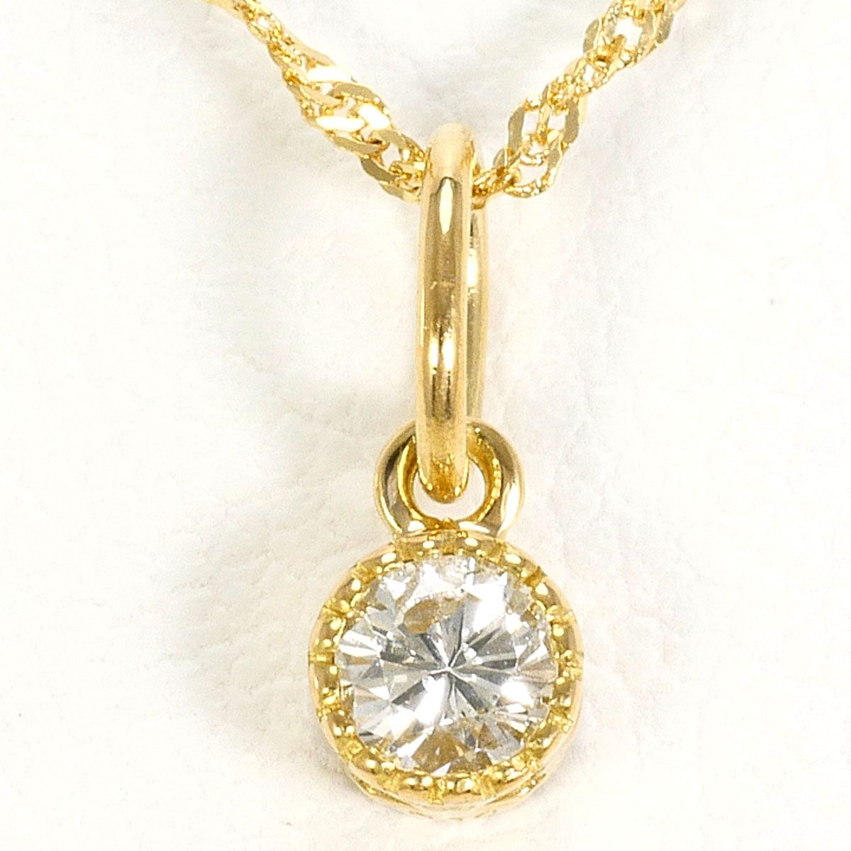 K 18 YG ネックレス ダイヤモンド 0 10 ct 総重量約0 9 g 約39 cm