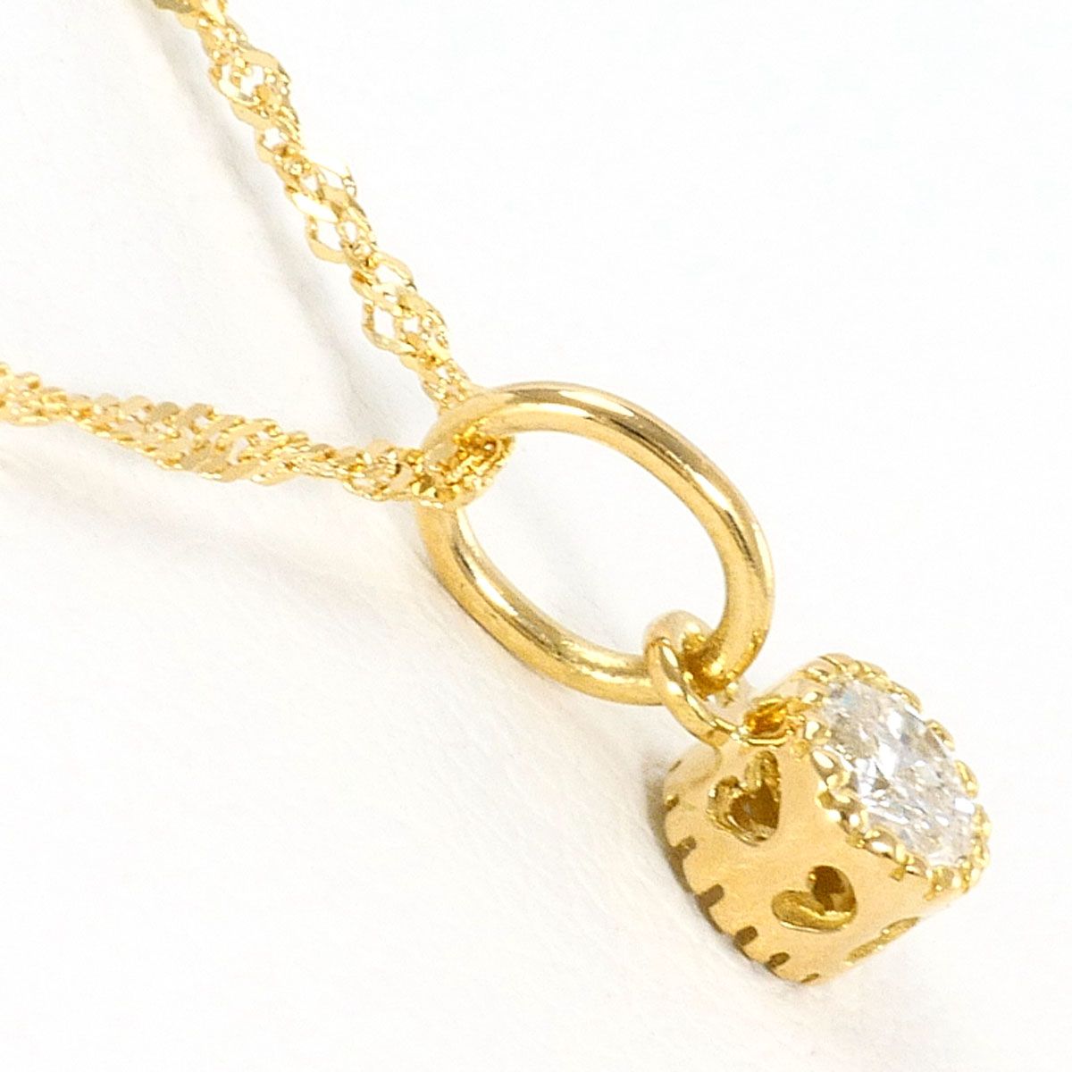 K 18 YG ネックレス ダイヤモンド 0.10 ct 総重量約0.9 g 約39 cm