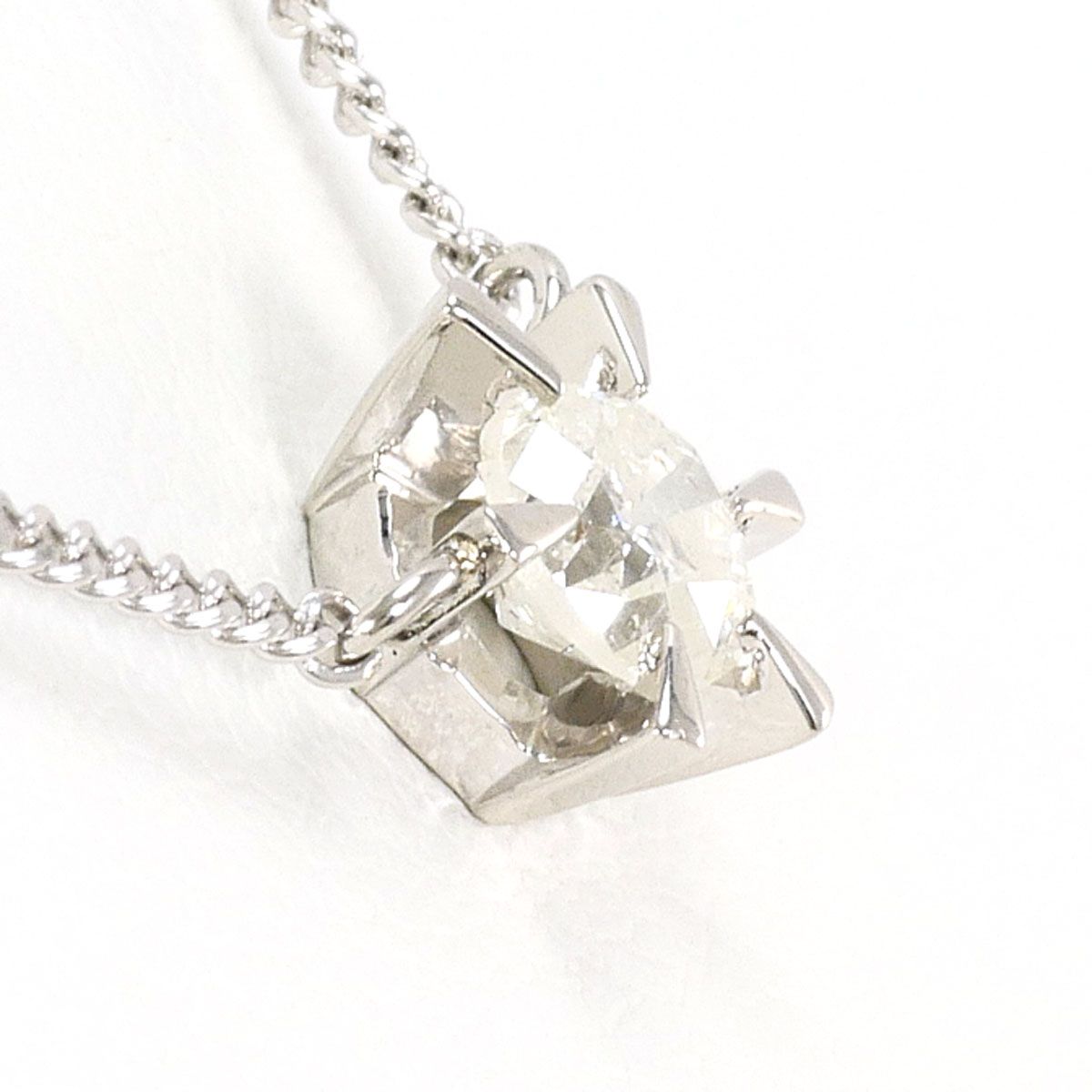 PT 850 プラチナ ネックレス ダイヤモンド 0.404 ct I 1 鑑定書 総重量約2.9 g 約41 cm