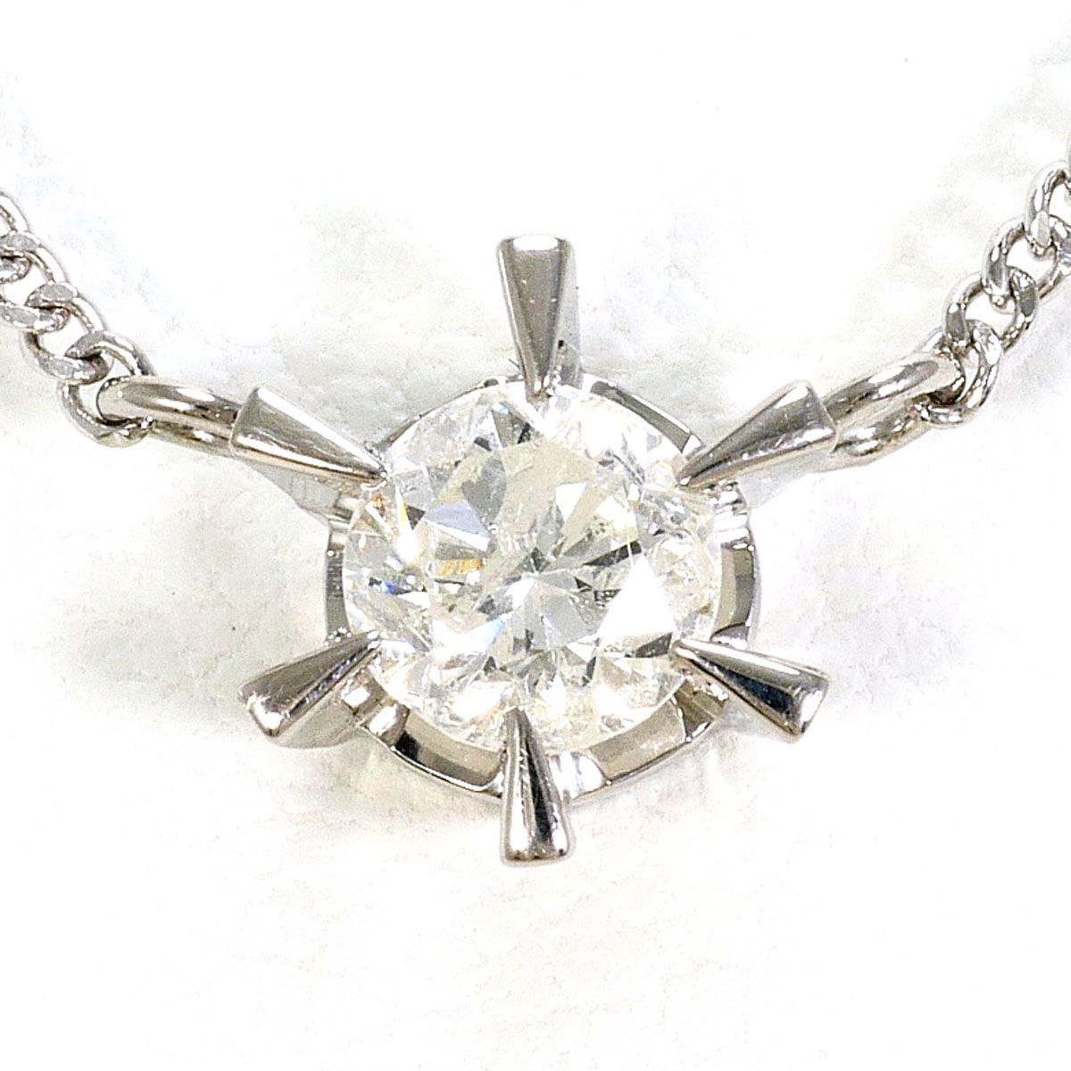 PT 850 プラチナ ネックレス ダイヤモンド 0.404 ct I 1 鑑定書 総重量約2.9 g 約41 cm
