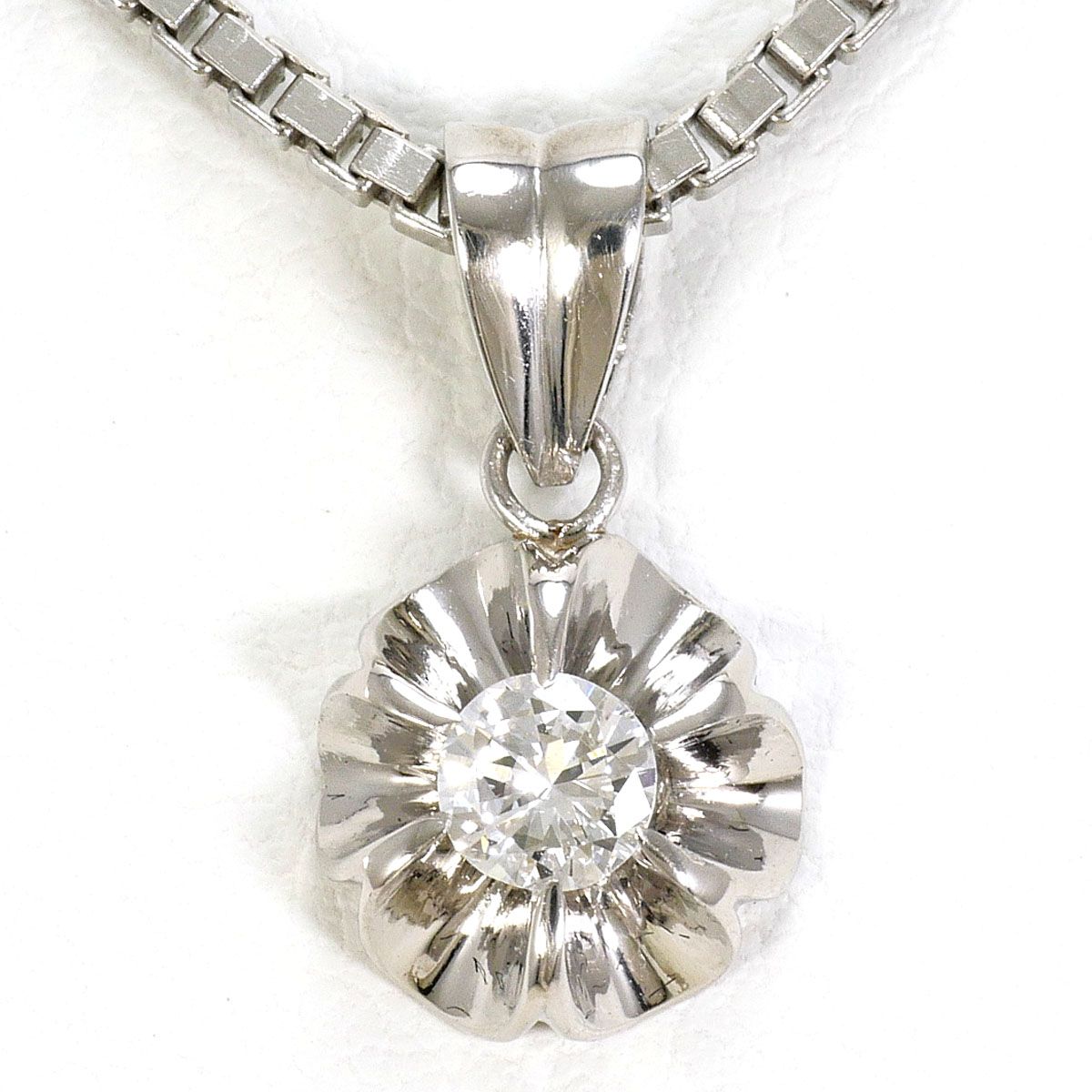 PT プラチナ 850 ネックレス ダイヤモンド 0.20 ct SI 2 鑑定書 総重量約10.2 g 約40 cm