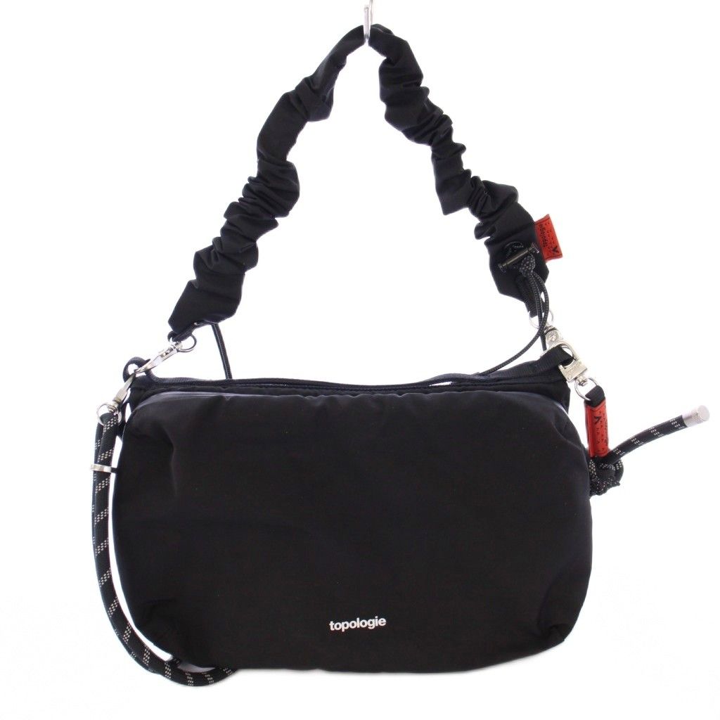 トポロジー Bottle Sacoche ボトルサコッシュ 2 WAY ショルダーバッグ ハンドバッグ ロゴ プリント 黒 ブラック BB