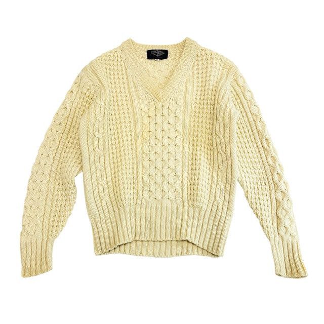 古着 FASHIONED BY JUN ジュン Vネック ケーブルニットセーター