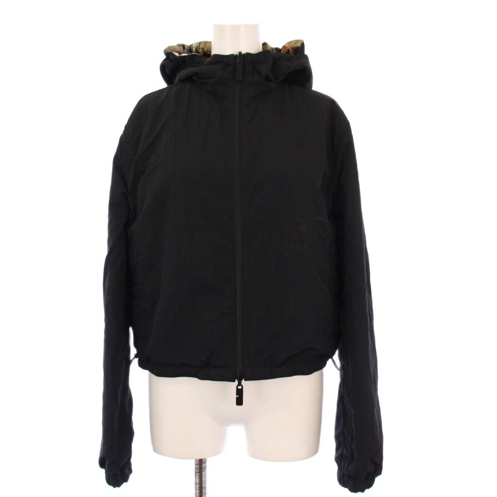  バーバリー リバーシブル フーディジャケット ノバチェック ロゴ刺繍 クロップド丈 XXS 黒 ベージュ 8087229 KH ジャンパー ブルゾン ジャケット アウター