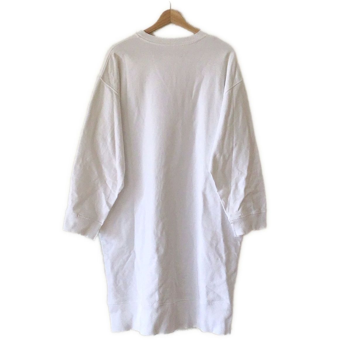 MM 6 エムエムシックス ワンピース サイズS レディース - 白×ピンク×マルチ クルーネック 長袖 ひざ丈 袖スリット