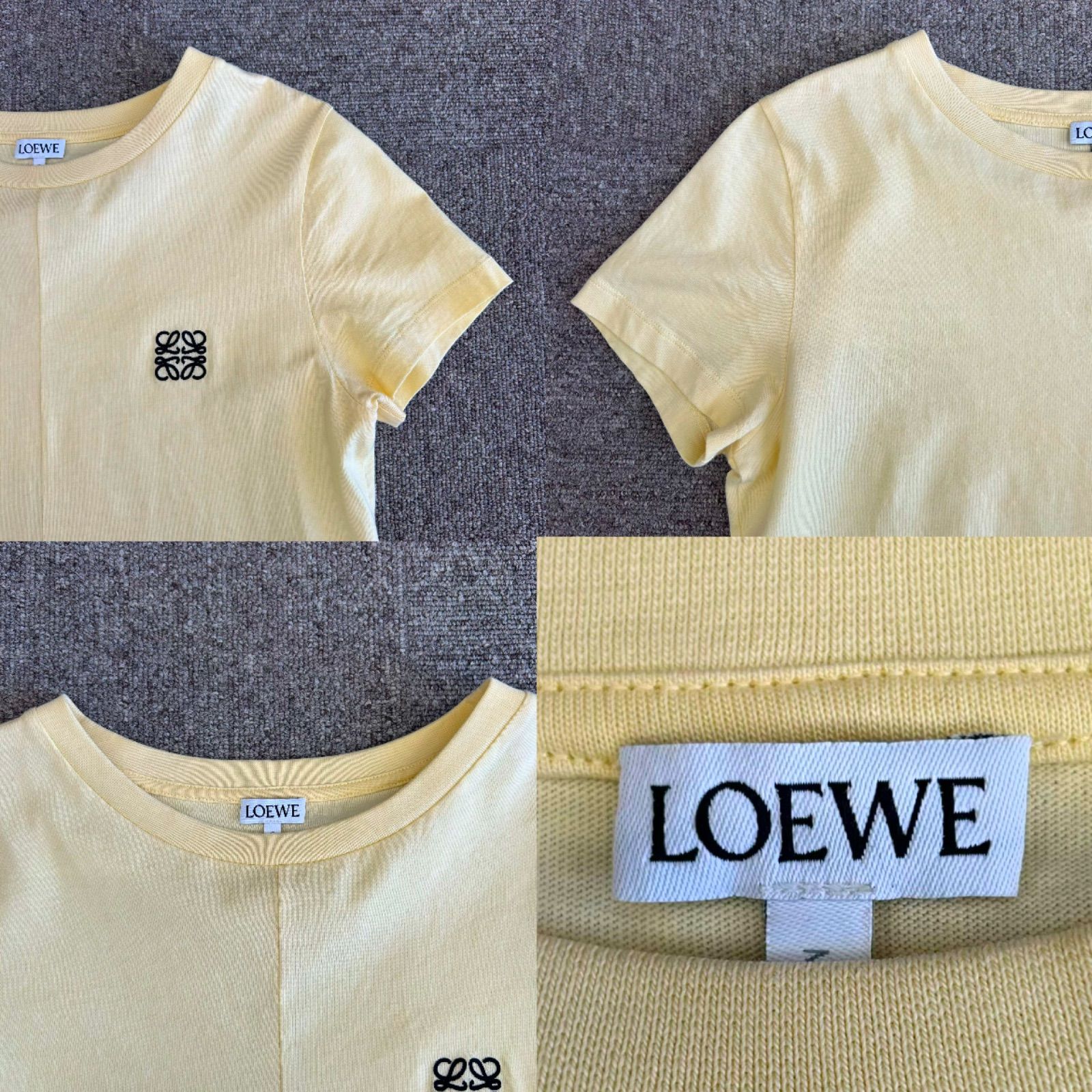 LOEWE ロエベ アナグラム コットン Tシャツ XS イエロー