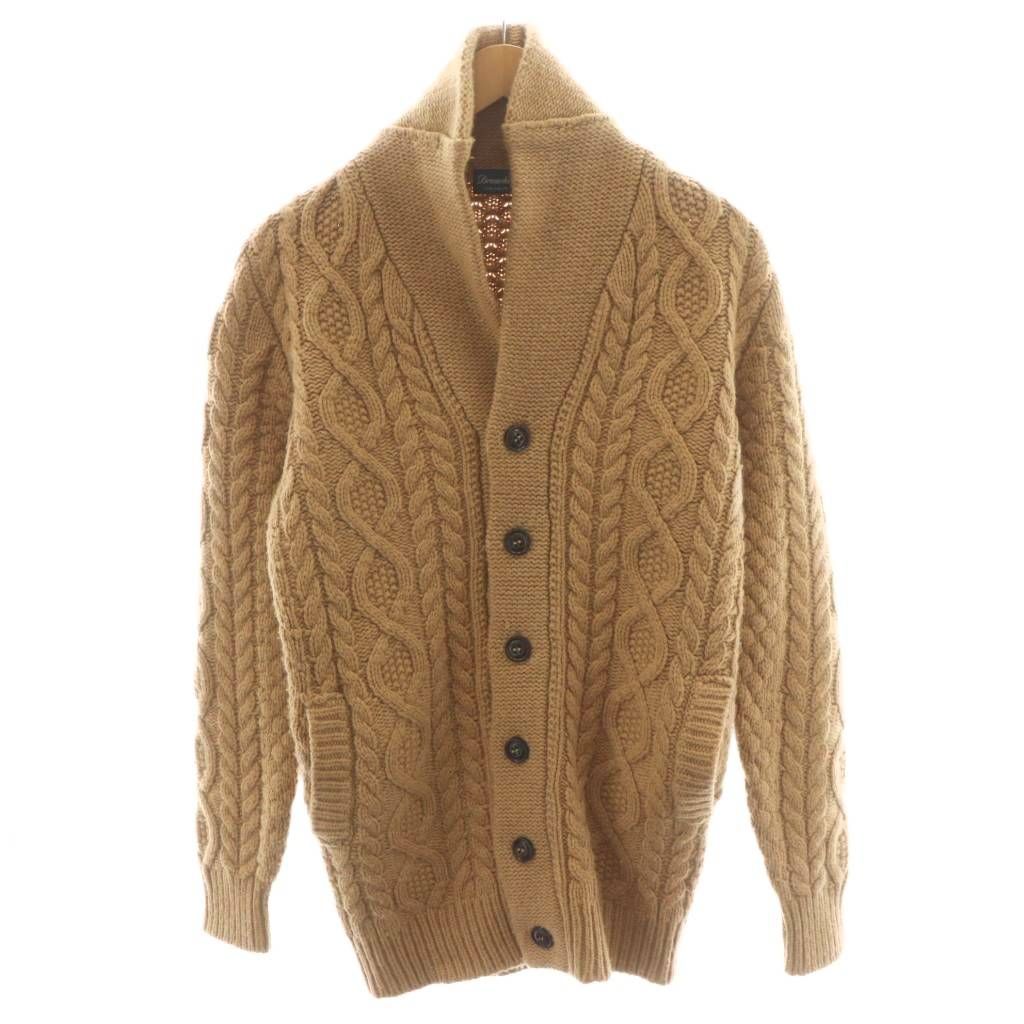 ドルモア DRUMOHR カーディガン ケーブル編み ショールカラー ウール