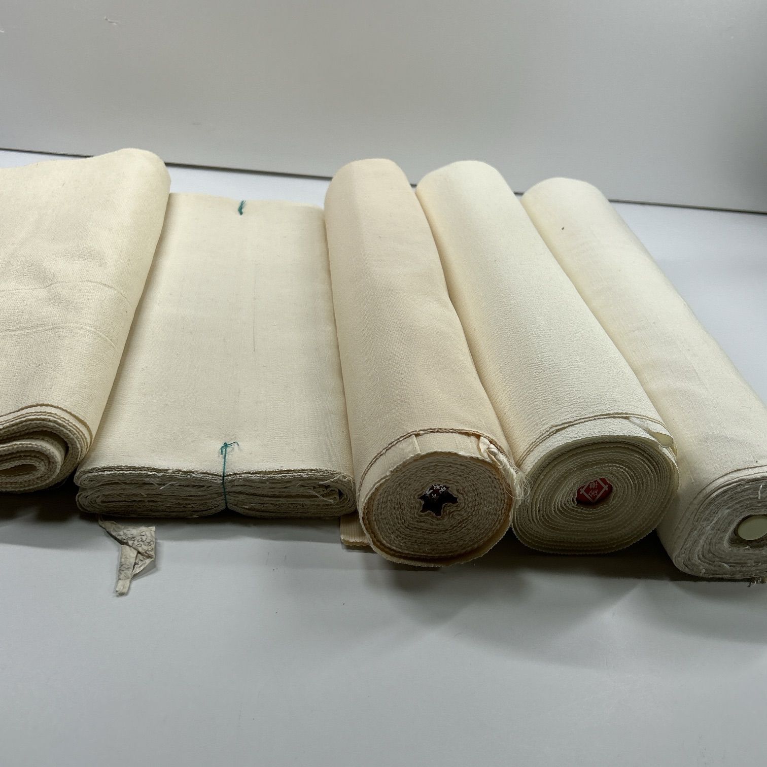 白布地 紬 反物 5本 正絹 反物まとめ売り 同梱購入歓迎 リメイク用