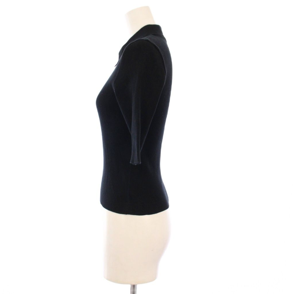 オーラリー AURALEE COTTON HIGH GAUGE RIB KNIT POLO コットンハイゲージリブニット ポロシャツ 半袖 1 黒 KH