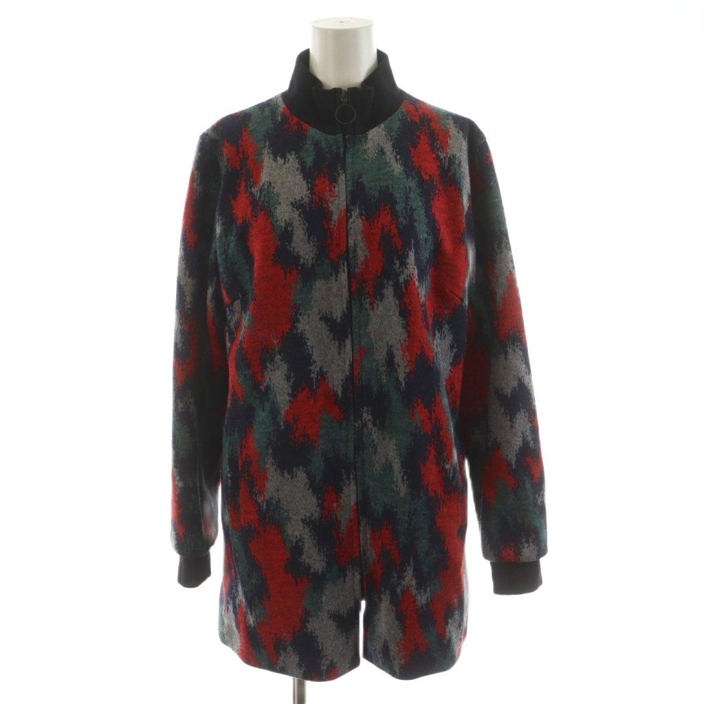 アニエスベー agnes b. ブルゾン ジャケット 総柄 T 2 マルチ グレー 黒 ブラック 赤 レッド AN 58