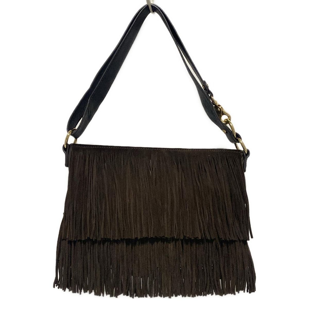 TORY BURCH トリーバーチ ショルダーバッグ - ダークブラウン フリンジ レザー