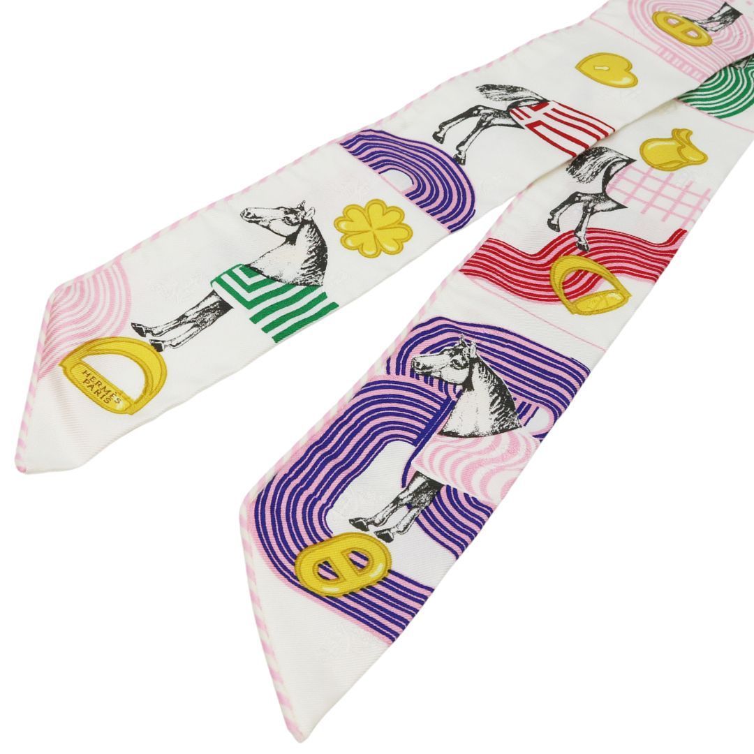 HERMES エルメス ツイリー ガルドローブポップ ブラン|マルチカラー シルク ユニセックス ♥品 WA-21395