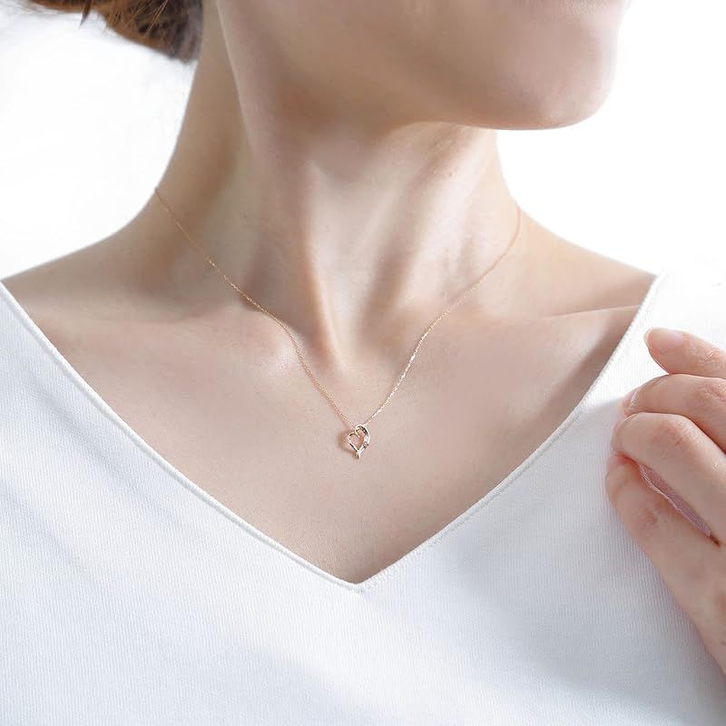 K 10ピンクゴールド×ダイヤモンド ハート ペンダントネックレス CHD 0116