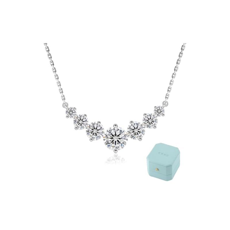 KRKC モアサナイトネックレス プレゼント女性 スマイルペンダント レディースネックレス 計1 7 2 8 5 0 CT S 925金属アレルギー対応 シンプルスマイルライン 記念日 バレンタインデー プレゼント ギフトボッ