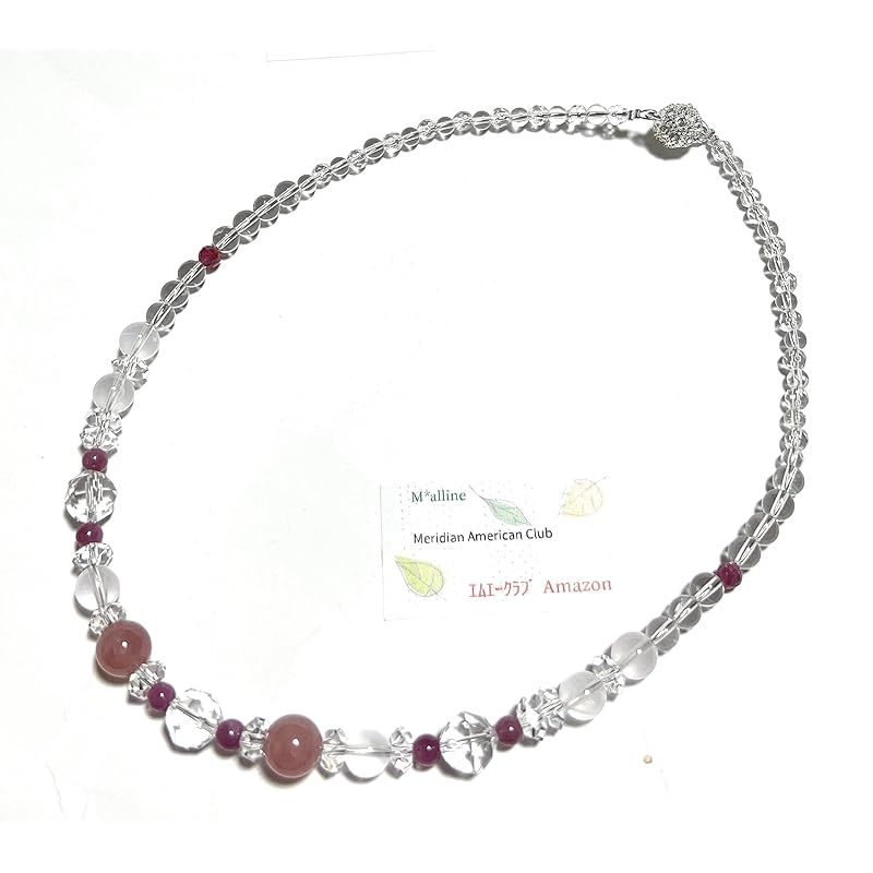 Malline 天然石 ショート ネックレス 恋愛 癒し ルビー マダガスカルパープルローズクォーツ ミルキークォーツ 天然水晶 長さ 約43 マグネットクラスプ