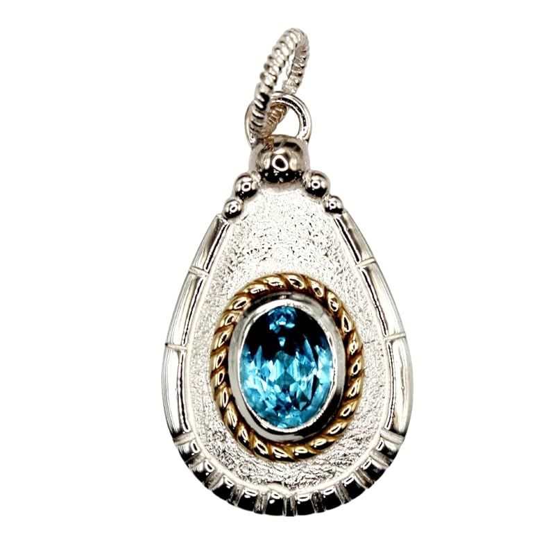 世界の カルメロ ブルートパーズ ペンダント シルバー９２５ レディース スイスブルートパーズ ペンダントトップ