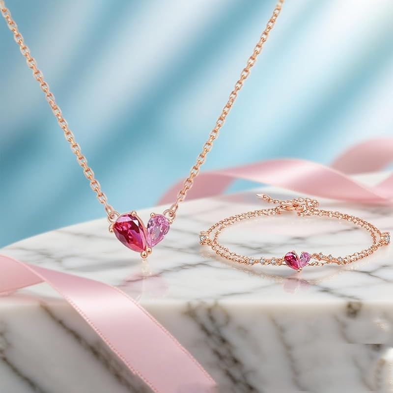 新品】 Free bird ルビー ネックレス ブレスレット レディース セット