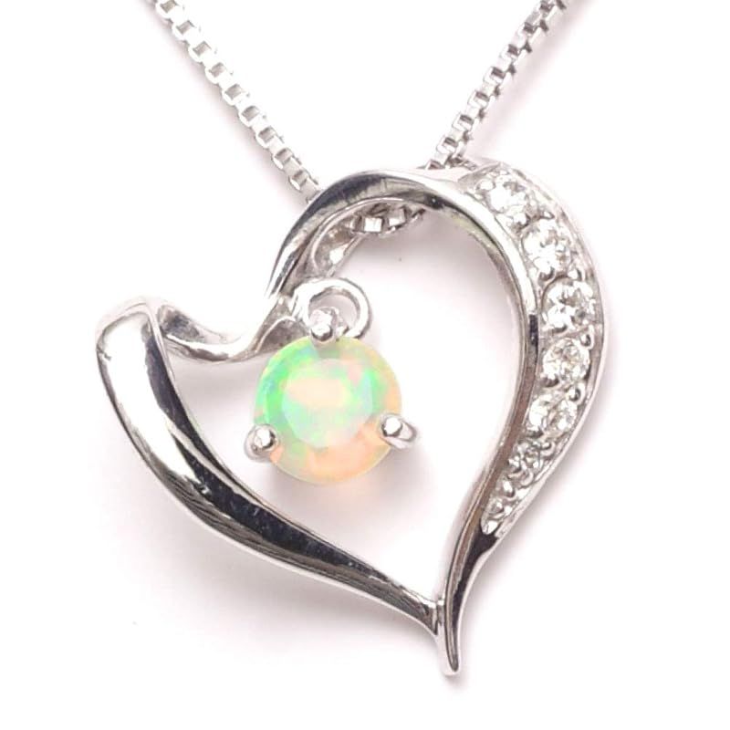 A UN jewelry 誕生石 ハートネックレス レディース オパール ネックレス プレゼント ブランド ニッケルフリー ペンダント 女性