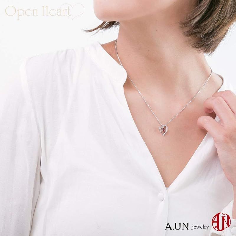 A.UN jewelry 誕生石 ハートネックレス レディース オパール ネックレス プレゼント ブランド ニッケルフリー ペンダント 女性