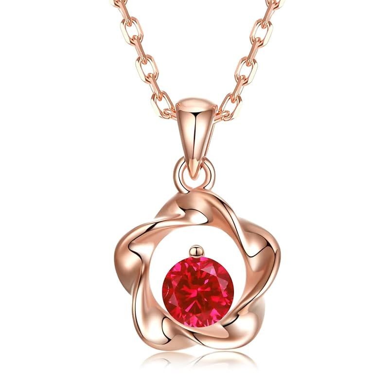 JUDYの秘密 選べる誕生石 フラワー ネックレス レディースネックレス 18 Kゴールド シルバー925