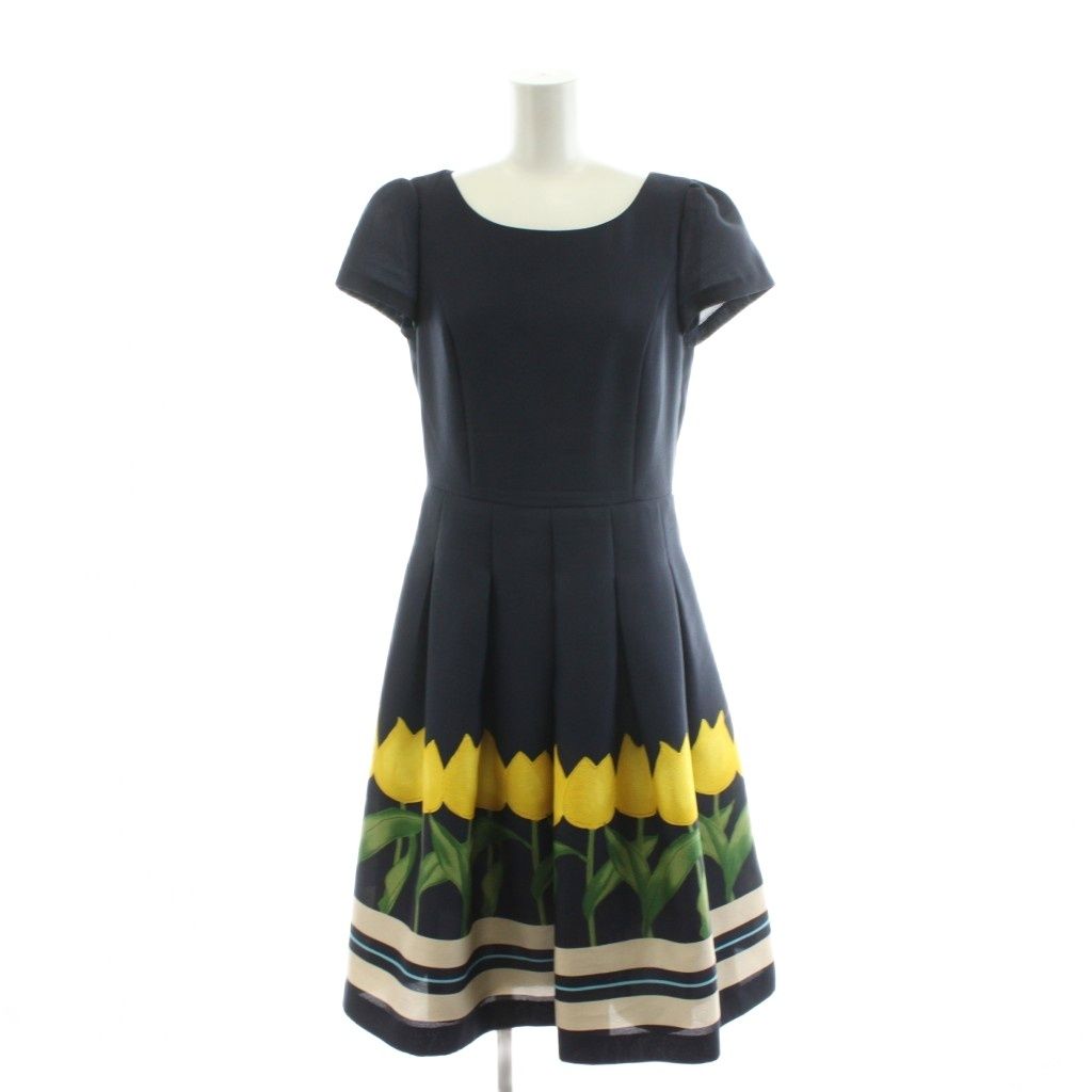 エムズグレイシー M'S GRACY ワンピース ひざ丈 半袖 チューリップ 38