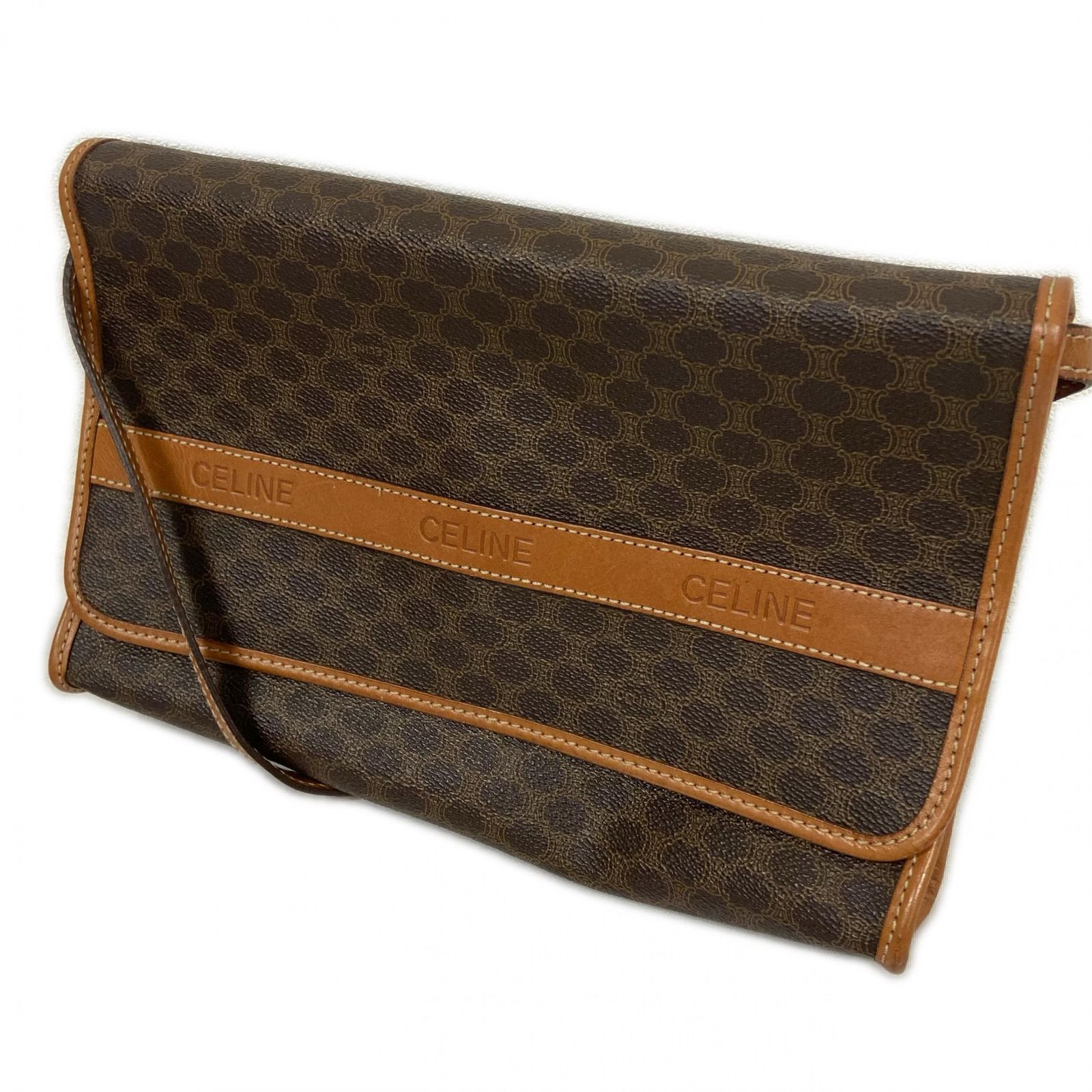 CELINE セリーヌ ショルダーバッグ マカダム柄 2 WAYバッグ マカダム ユニセックス ダークブラウン ブラウン