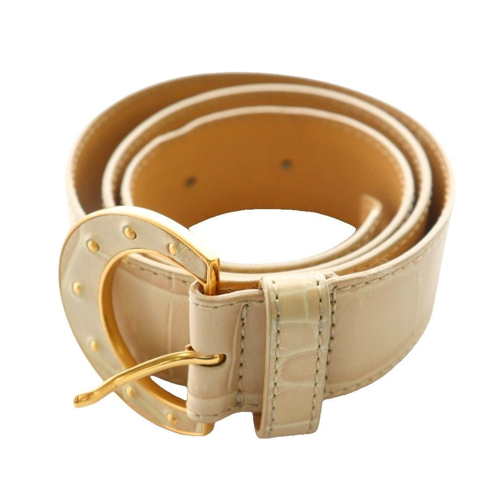 マックスマーラ MAX MARA ベルト クロコ型押し S ベージュ /SS □OS