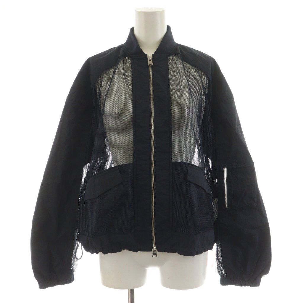 エミ emmi atelier メッシュブルゾン ジャケット 切替 F 紺 ネイビー AN 60