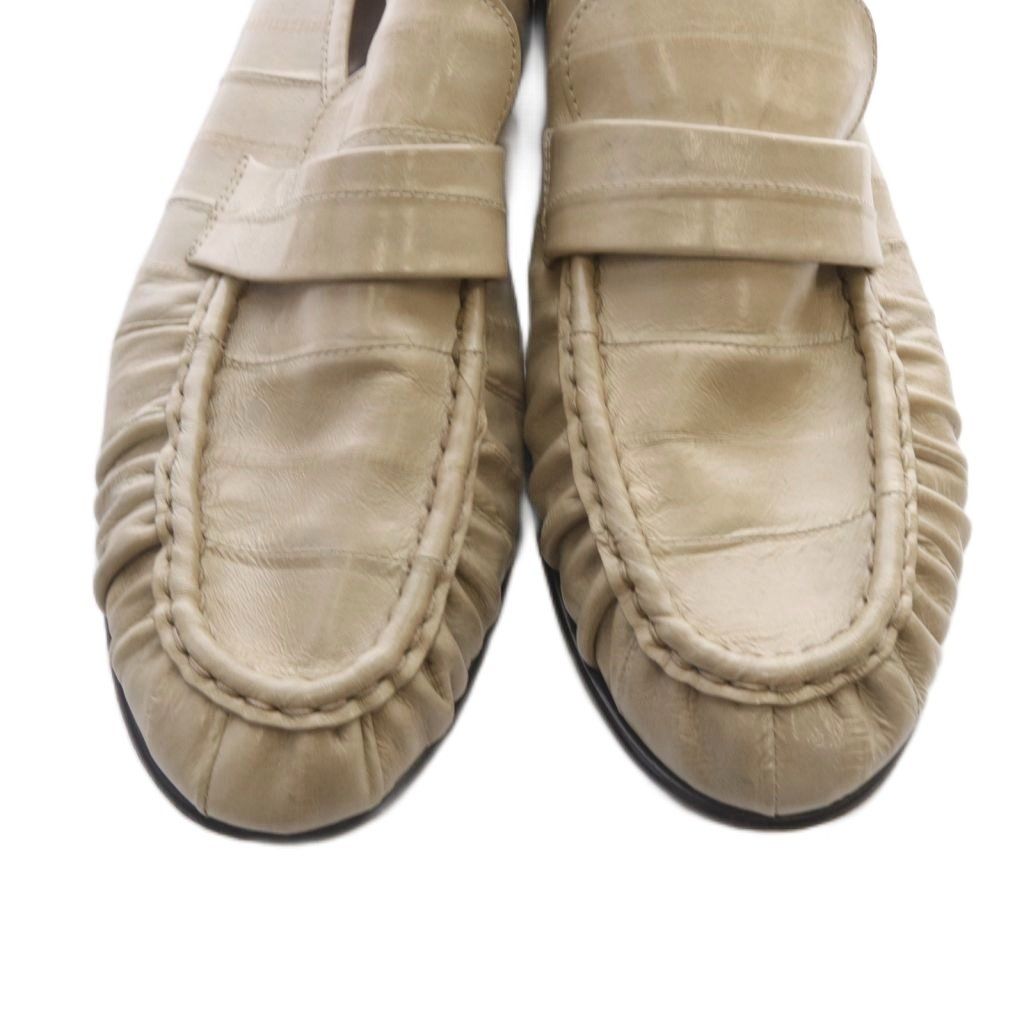 ザロウ THE ROW Soft Loafer ローファー モカシン レザー 39 ベージュ