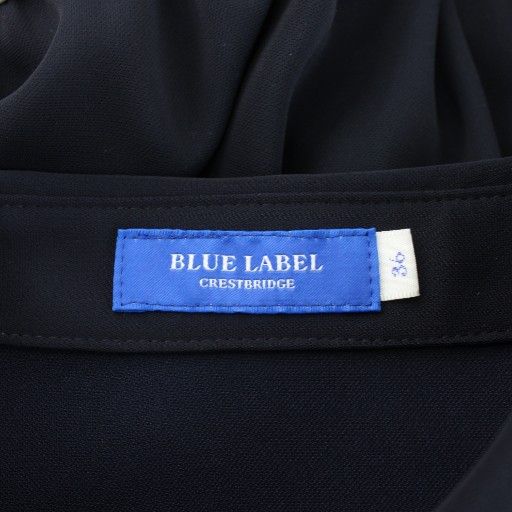 ブルーレーベルクレストブリッジ BLUE LABEL ワンピース ミモレ ロング 長袖 リボン 36 紺 ネイビー 56 J 08 401 29 AN 34 長袖 七分袖 その他