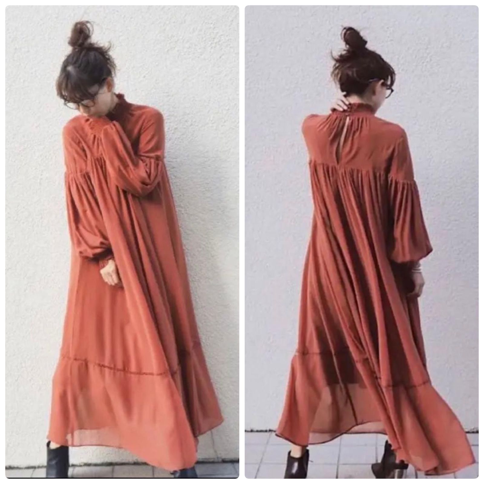 ETRE TOKYO エトレトウキョウ ハイネックシャーリングワンピース