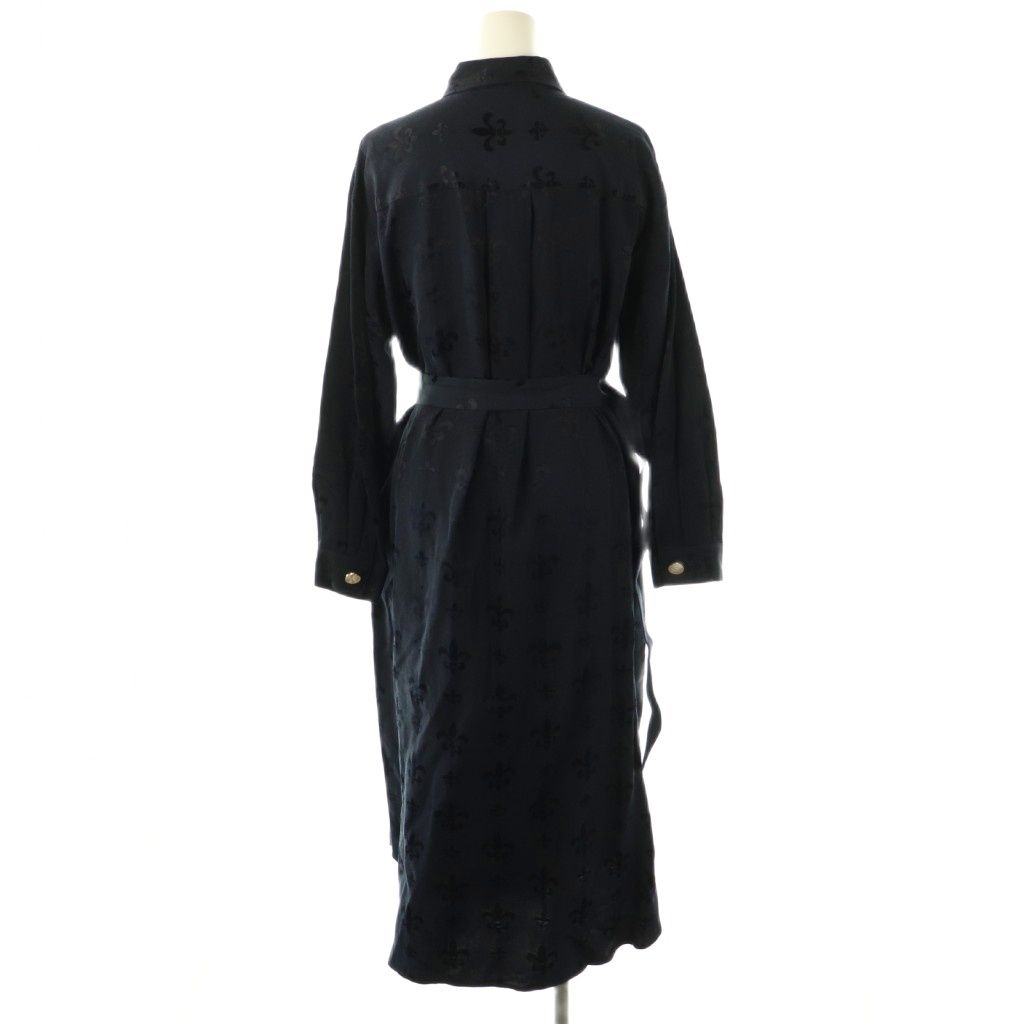 グレースクラス GRACE Class 23 SS グログランジャガードシャツドレス ワンピース 38 ネイビー ES OS