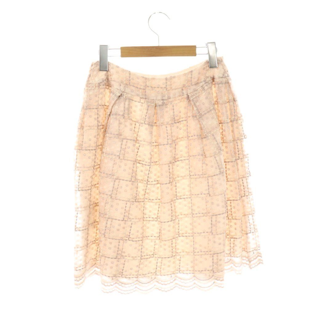 ルネ Rene ラメレースタックスカート 36 ライトピンク マルチカラー