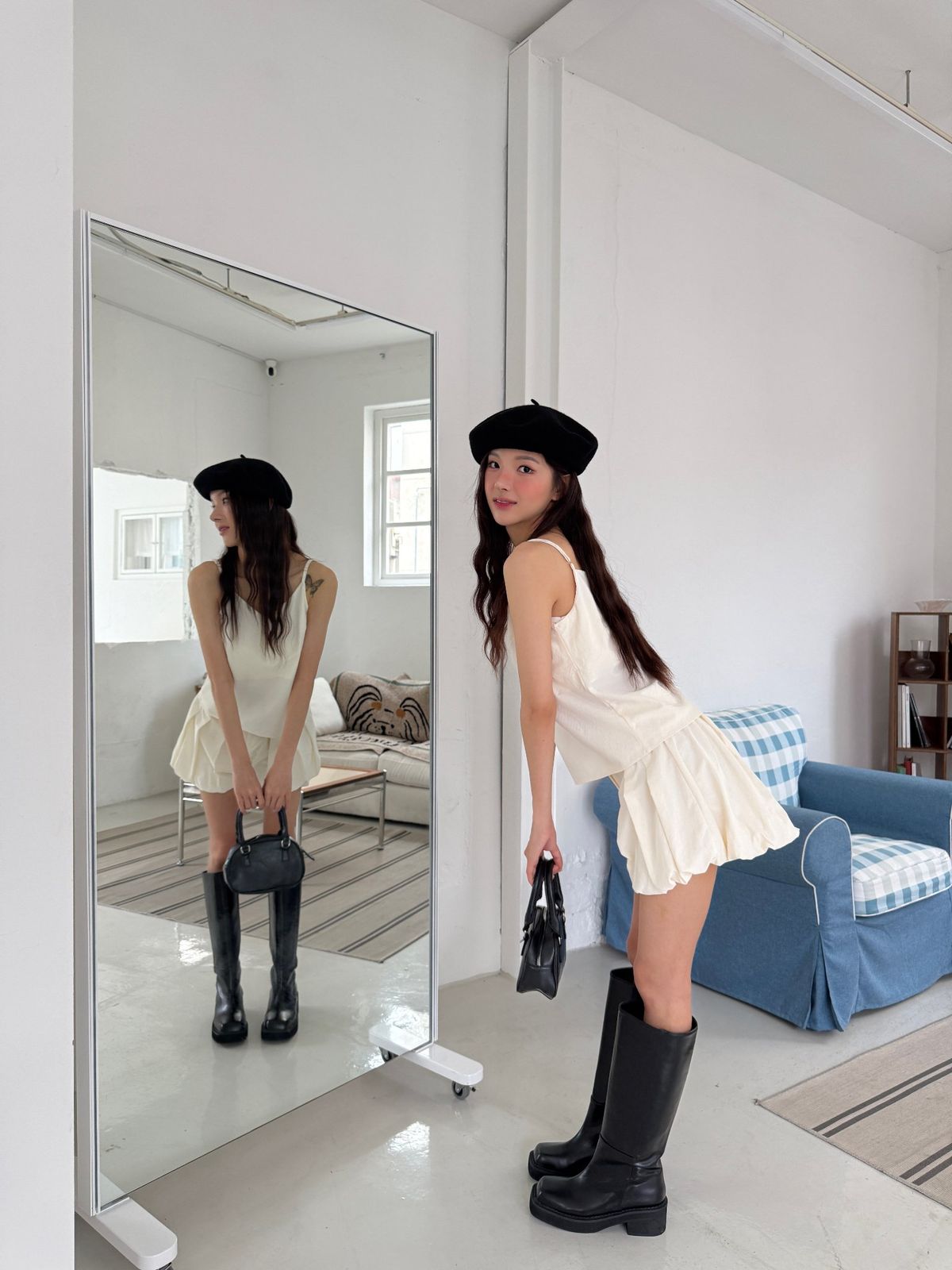  3136 スターシップ スクエア 각코 フラットフォーム ブーツ ユニーク 厚底 ワークブーツ ブーツ