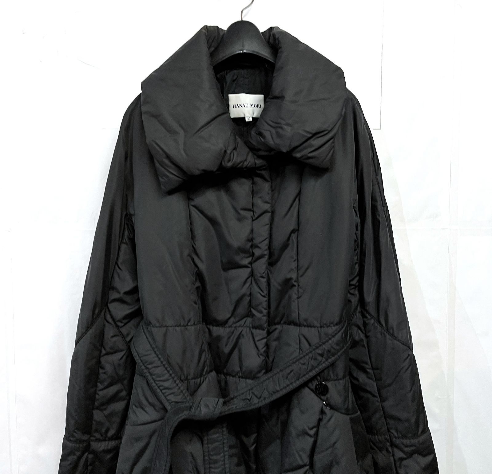 HANAE MORI　ハナエモリ　ダウンコート　ロング　黒　腰ベルト　レディース イタリア製 HANAE MORI｜ハナエモリ ベルト付き ダウンコート - メルカリ